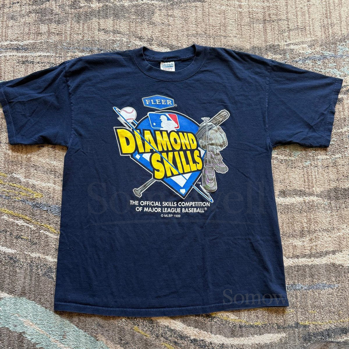 Vintage 1999 Fleer Diamond Skills Competition MLB Baseball Navy Blue Shirt Sz XL_1003