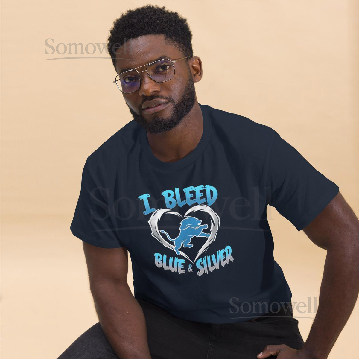 Detroit Lions T-Shirt I BLEED BLUE SILVER Game Day Tee_298