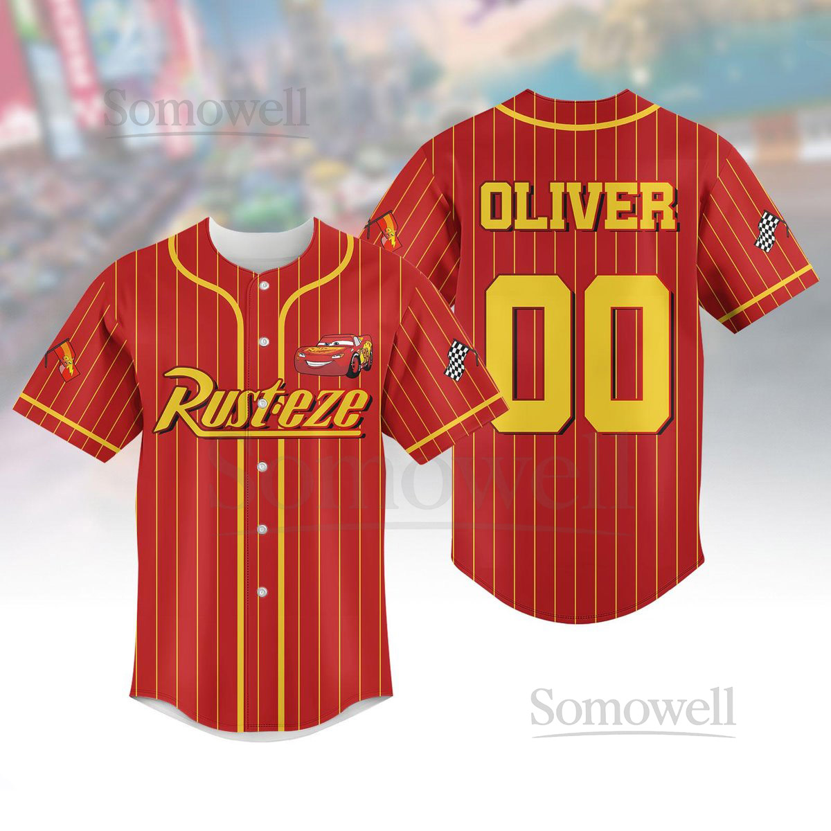 Custom Lightning McQueen 95 Shirt Rusteze Cars Baseball Jersey Disney Pixar Car Shirt Radiator Springs Jersey Family Matching Shirt_19