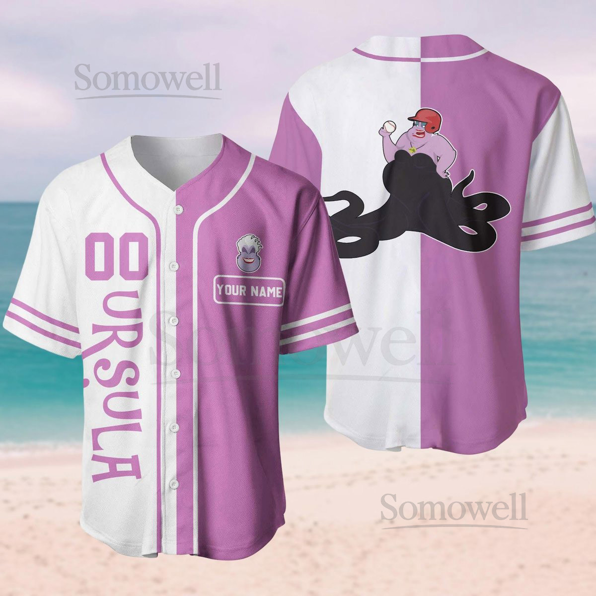 Custom Ursula The Little Mermaid Baseball Jersey Disney Ursula Baseball Shirt Movie Witch Jersey Shirt For Women Men Halloween Gifts_43