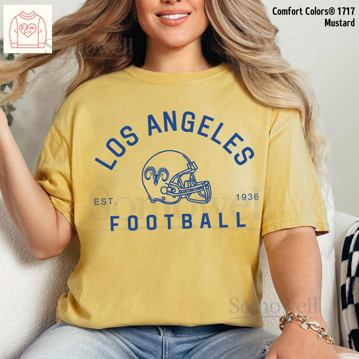 Los Angeles Football Jersey Shirt - Ram Vintage Comfort Color Tees Mommi Me Sweatshirt 19-02_80