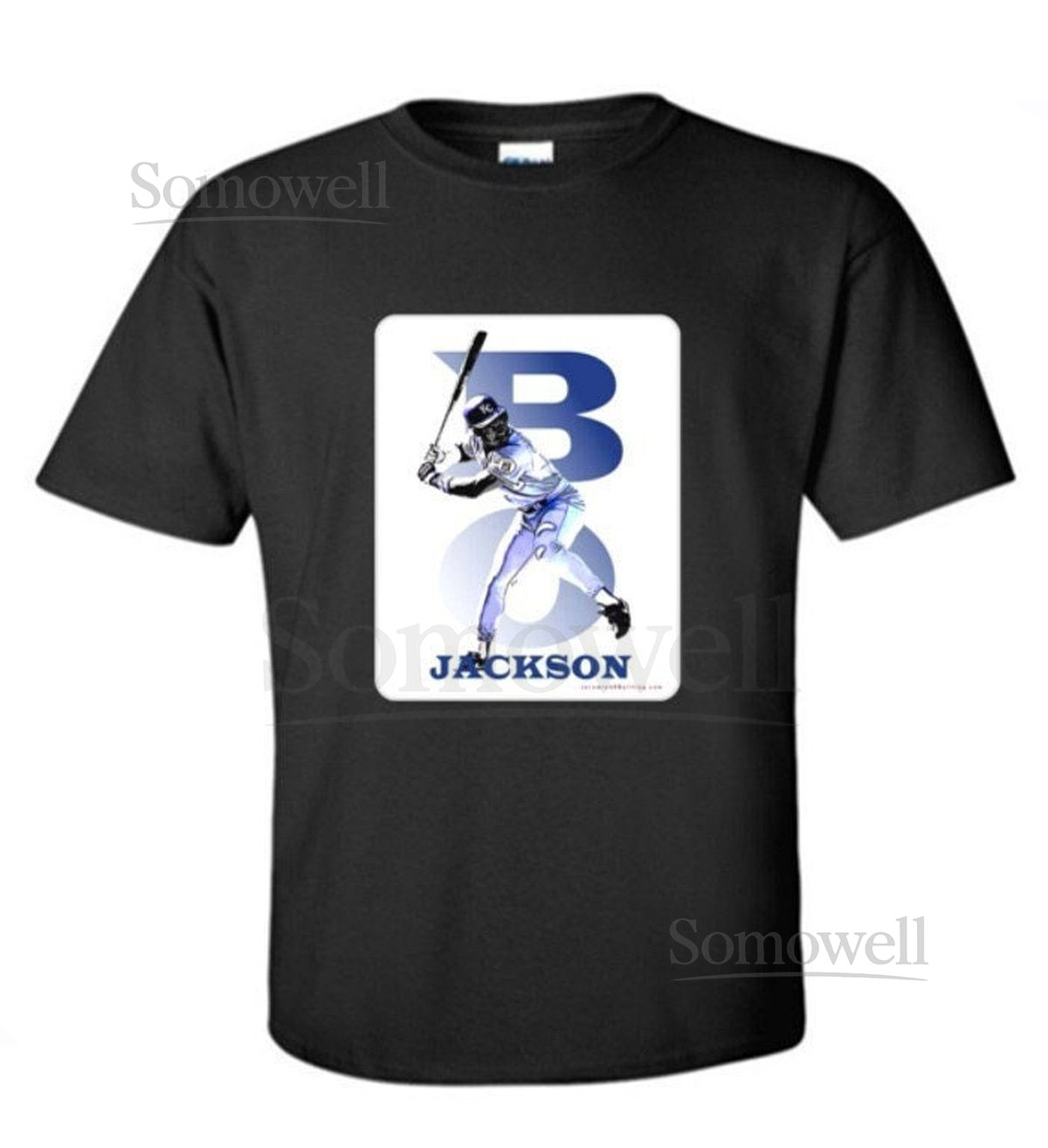Bo Jackson - Kansas City -- Classic Baseball Adult Black Crew Tshirt - KC -T1_38