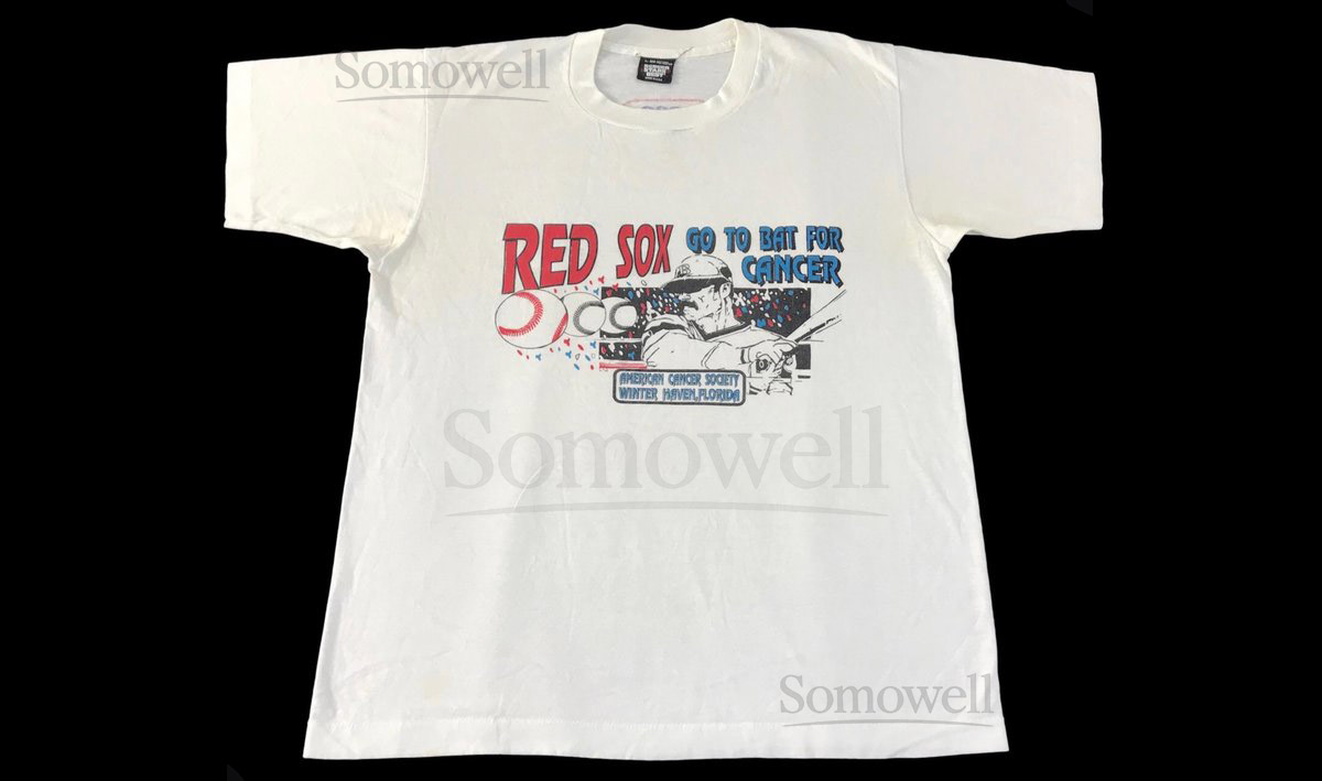 Vintage 90s Usa 5050 Boston Red Sox Mlb Baseball American Campains Cancer Society Haven Promo Tee T-shirt Single Stitch Fits M YA952j_624