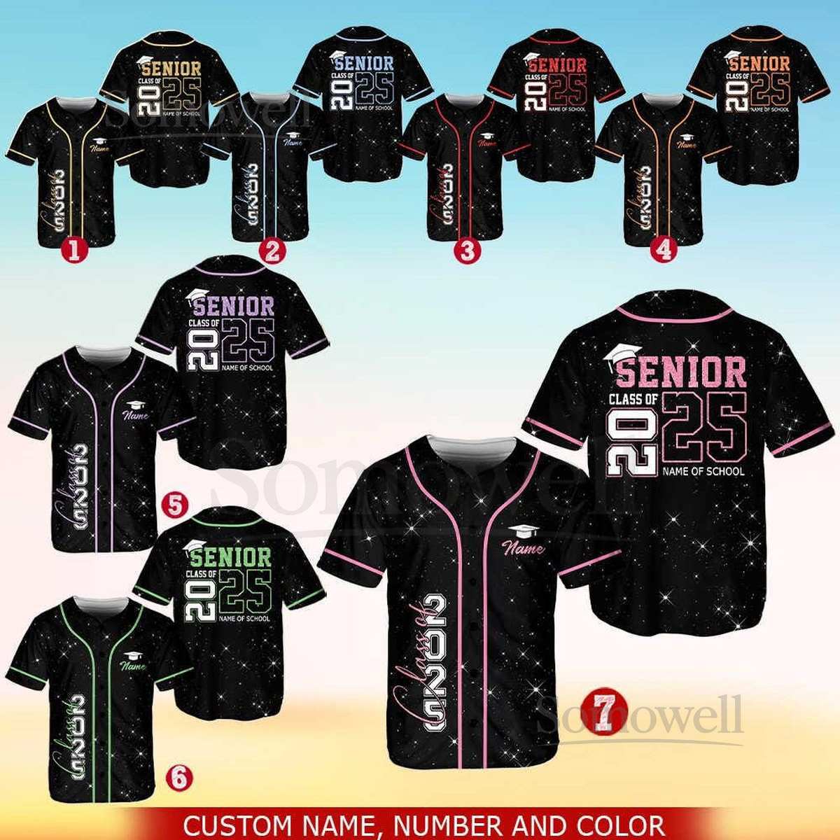 Personalized Glitter Senior 2025 Baseball Jersey Custom Class Of 2025 Shirt For Adult Kid Youth Graduation 2025 Jersey Senior 2025 Gifts_134