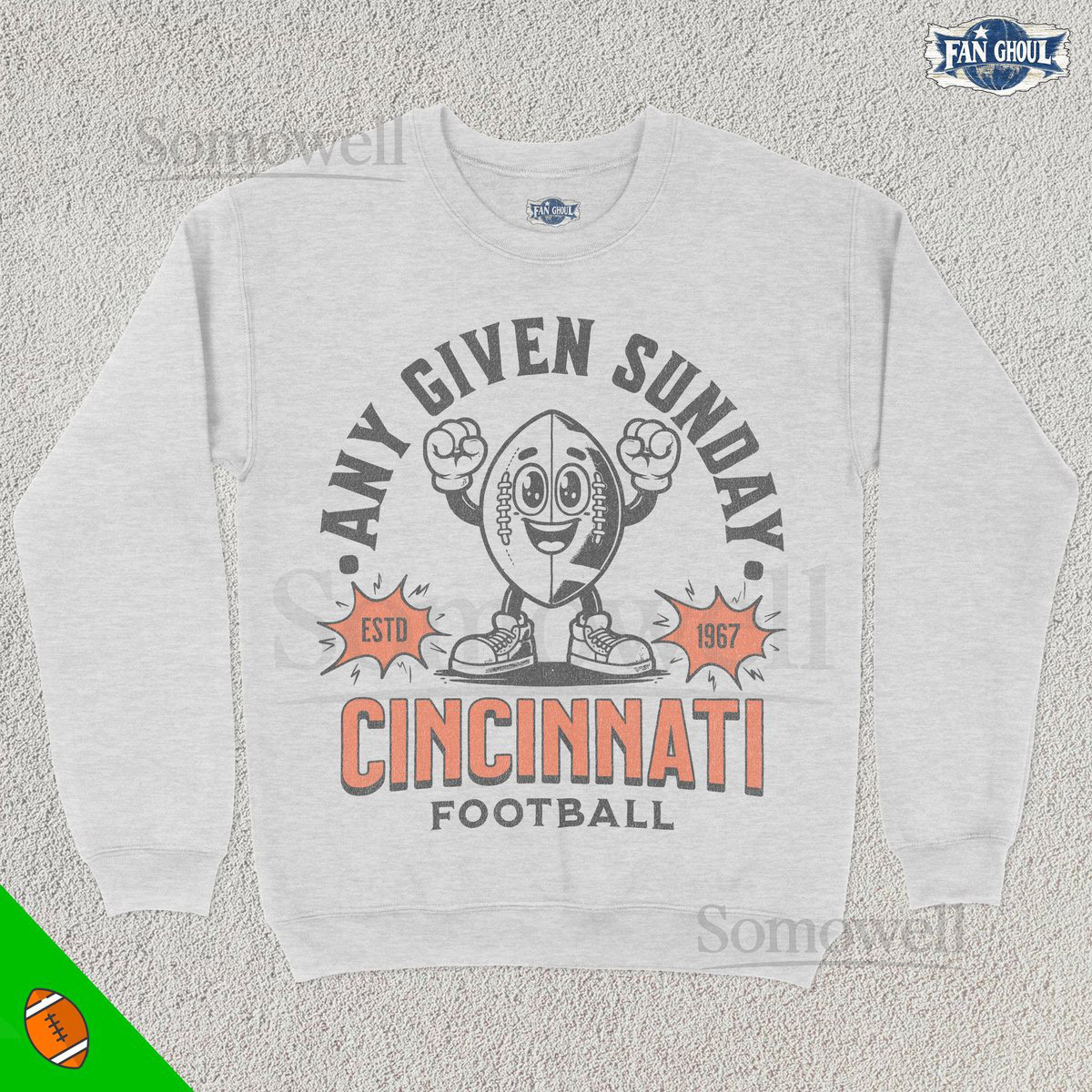 Retro Cincinnati Football Sweatshirt Vintage 70s Mascot American Sweater Football Fan Gift Football Apparel 80s Bengal Merch_850