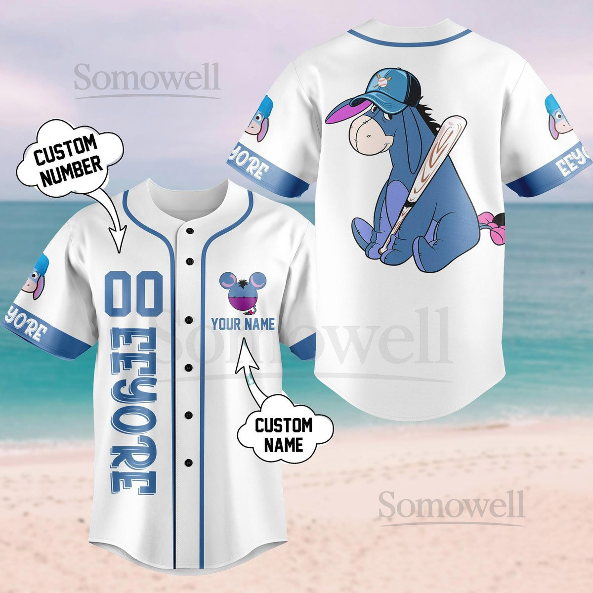 Custom Eeyore Baseball Jersey Disney Baseball Team Movie Cartoon Baseball Shirt Disneyland Jersey Men And Women Disneyworld Gift_17