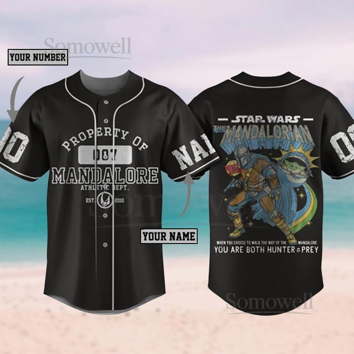 Custom Star Wars The Mandalorian Bounty Hunter Baseball Jersey Star Wars Shirt Disneyland Family Matching Shirt Galaxy's Edge Trip_36