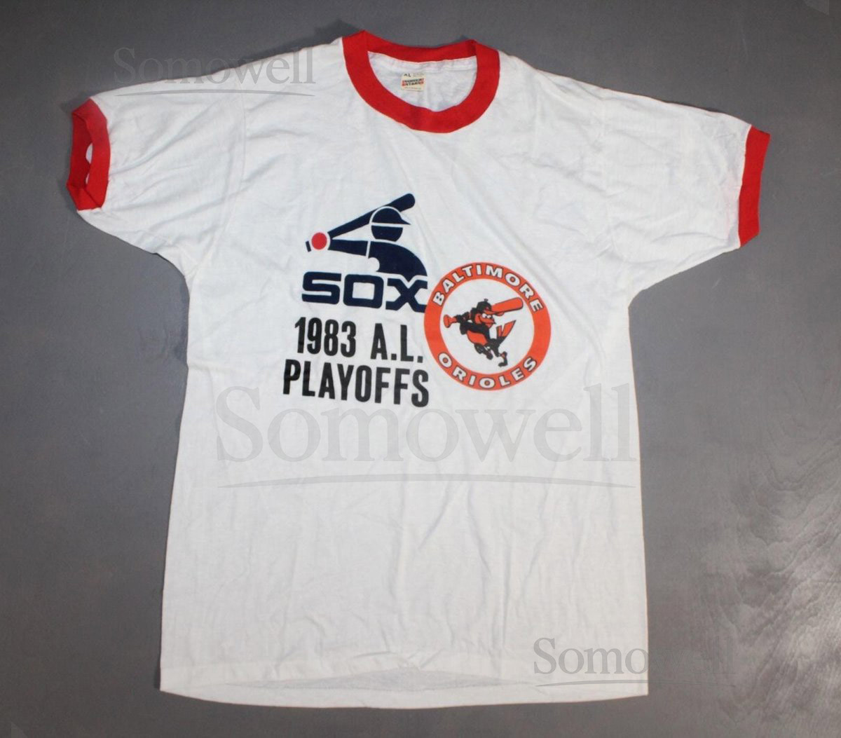 Vintage Chicago White Sox Baltimore Orioles American League 1983 Ringer T Shirt_461