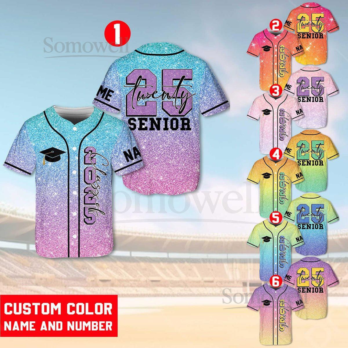 Personalized Glitter Senior 2025 Baseball Jersey with Name Graduation Year Custom YouthAdult Senior Shirt Senior 2025 Gifts_136