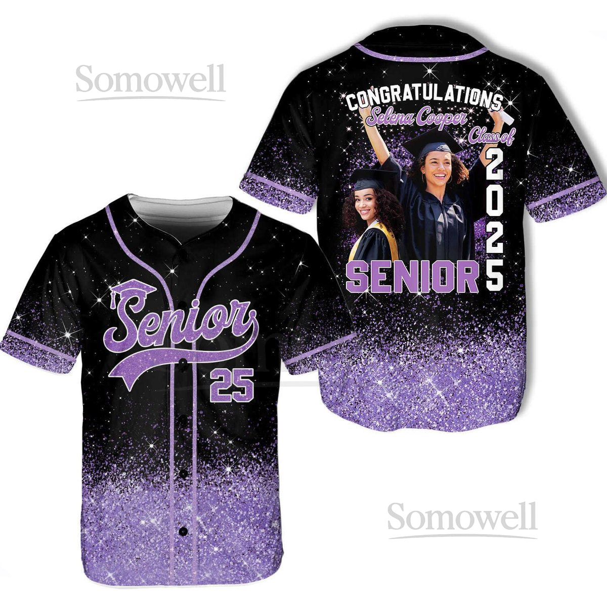Personalized Glitter Senior 2025 Baseball Jersey with Name Photo Custom YouthAdult Senior Shirt Senior 2025 Shirt Graduation Gifts_143