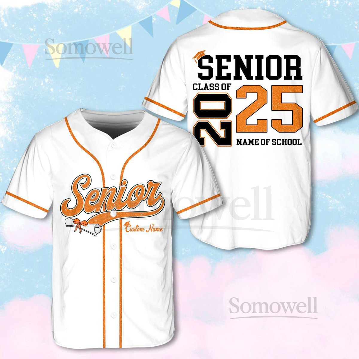 Personalized Glitter Senior 2025 Baseball Jersey with Name School Name Custom YouthAdult Senior Shirt Senior Graduation 2025 Gifts_147
