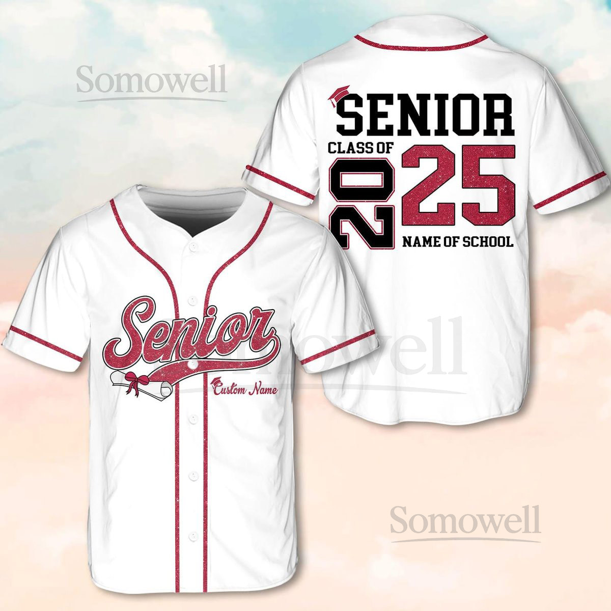 Personalized Glitter Senior 2025 Baseball Jersey with Name School Name Custom YouthAdult Senior Shirt Senior Graduation 2025 Gifts_148