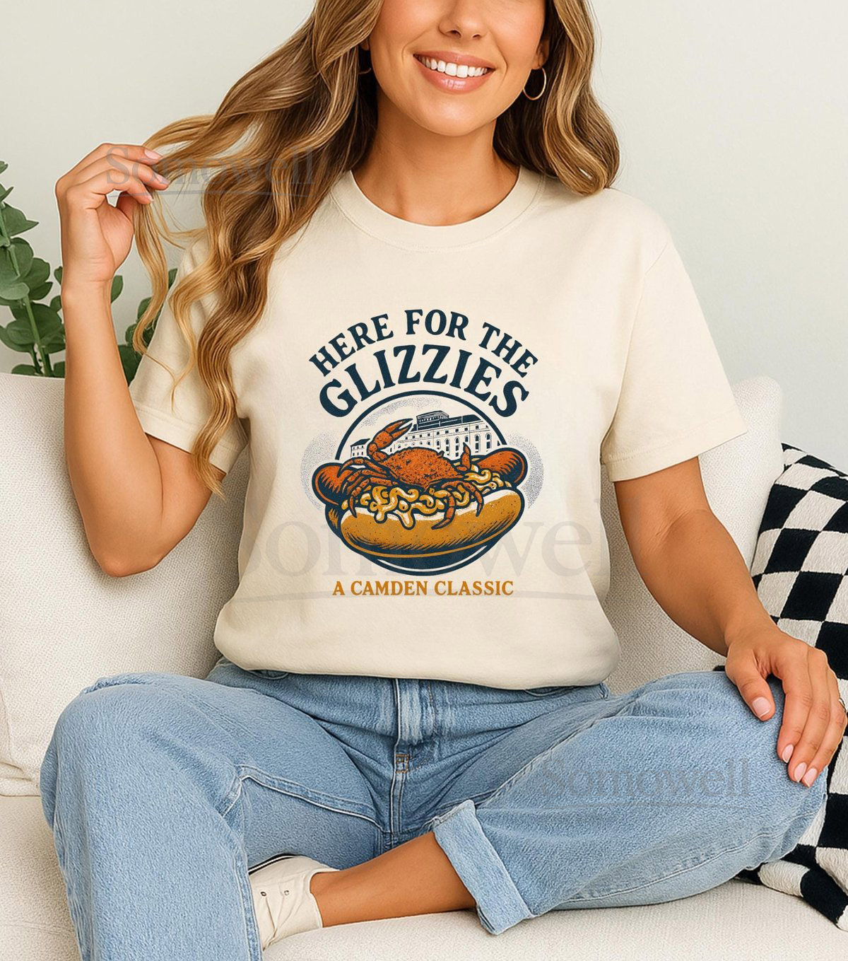 Glizzy Game Day Tee Crab Mac n Cheese Hot Dog Shirt Baltimore Baseball_323