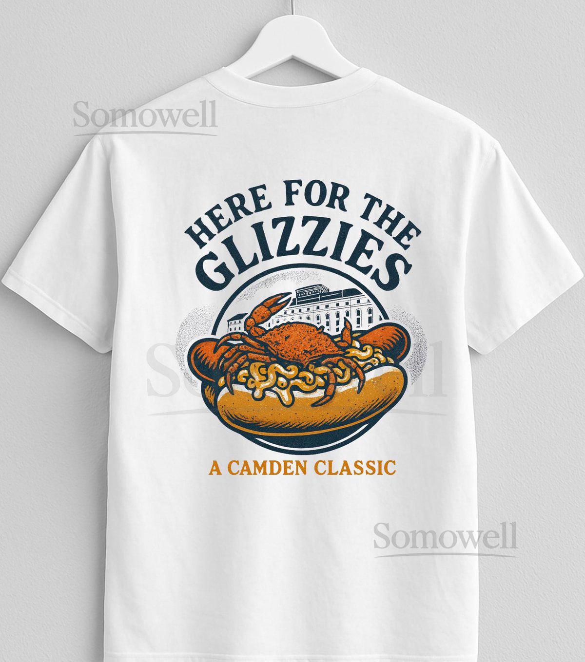 Glizzy Game Day Tee Crab Mac n Cheese Hot Dog Shirt Baltimore Baseball_324