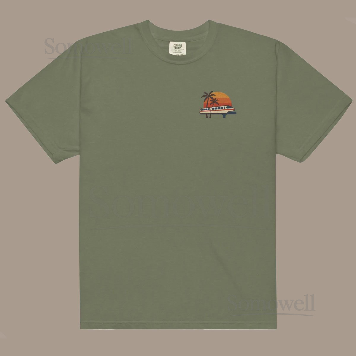 Monorail Embroidered Comfort Colors T-Shirt Subtle Disney Tee_145