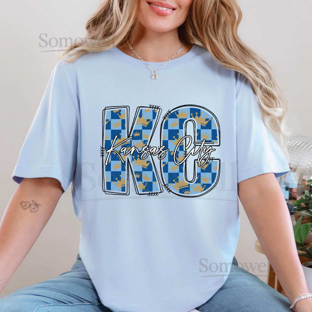 KC Baseball Shirt Kansas City Checkered Baseball Jersey Unisex Tee Forever Royal Fan Gift Blue KC Sports Pride Top Baseball Fan Apparel_464
