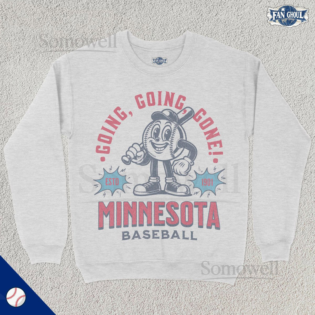 Retro Minnesota Baseball Sweatshirt Vintage 70s Mascot Crewneck Sports Sweater Baseball Fan Gift Baseball Lover 80s Twin Merch_727