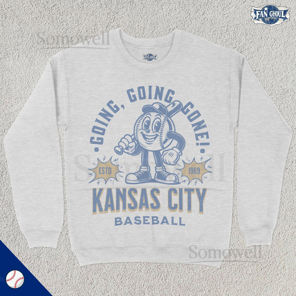 Retro Kansas City Baseball Sweatshirt Vintage 70s Mascot Crewneck Sports Sweater Baseball Fan Gift Baseball Lover 80s Royal Merch_722