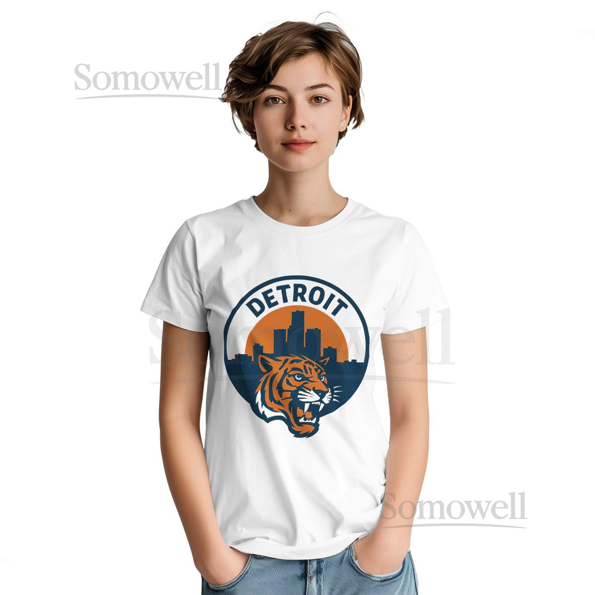 Detroit Tiger Inspired Skyline T-Shirt Vintage-Style Emblem Motor City Baseball Tee_229