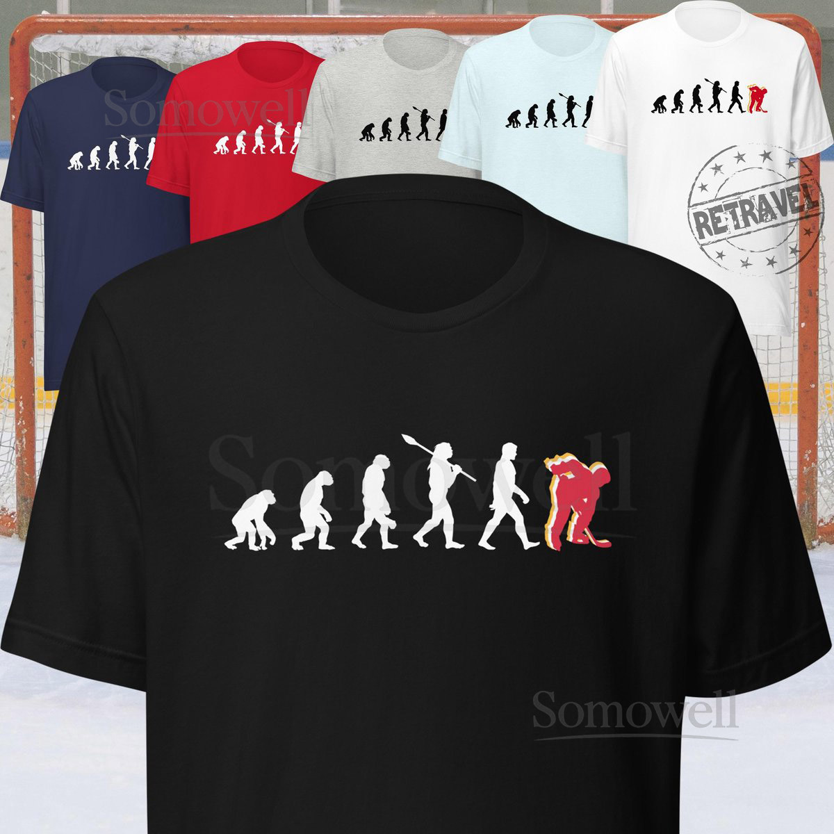 ICE HOCKEY Evolution Shirt CALGARY Hockey Shirt Hockey Player Fathers Day Gifts For Him Ice Hockey Gifts For Men Hockey Gift For Dad_202