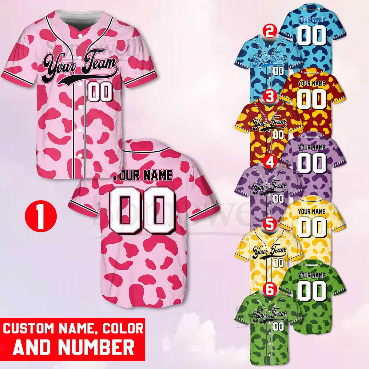 Personalized Colorful Camouflage Baseball Jersey with Team Name And Number Custom Baseball Jersey Jerseys for Baseball Fans Teams_075