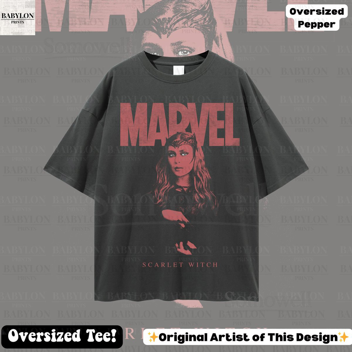 Oversized Wanda Maximoff Shirt Scarlet Witch T-Shirt Wanda Vision T-Shirt Agatha All Along Homage T-Shirt Elizabeth Olsen shirt Marvel gift_393