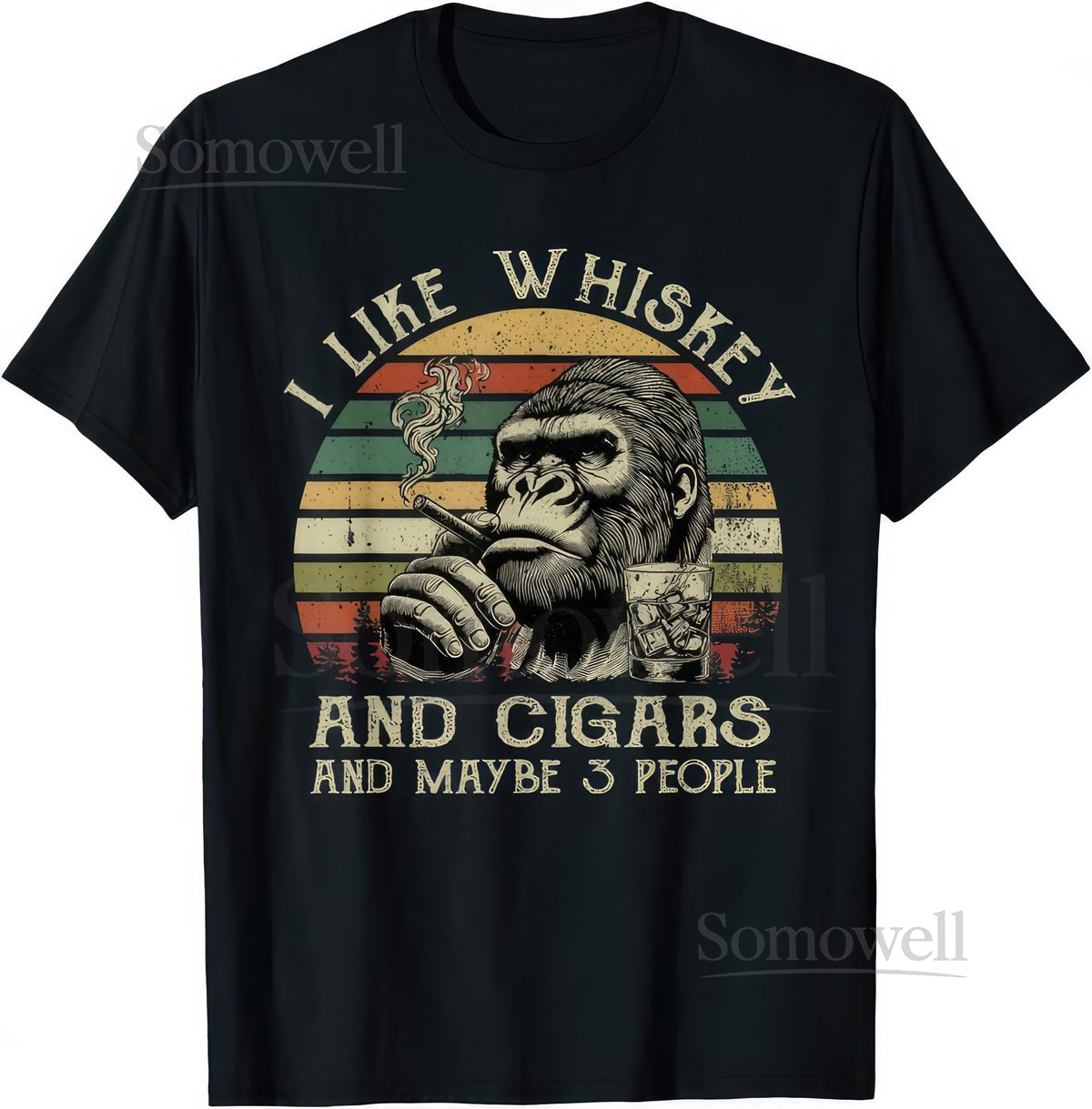 I Like Whiskey And Cigars And Maybe 3 People Monkey T Shirt_213