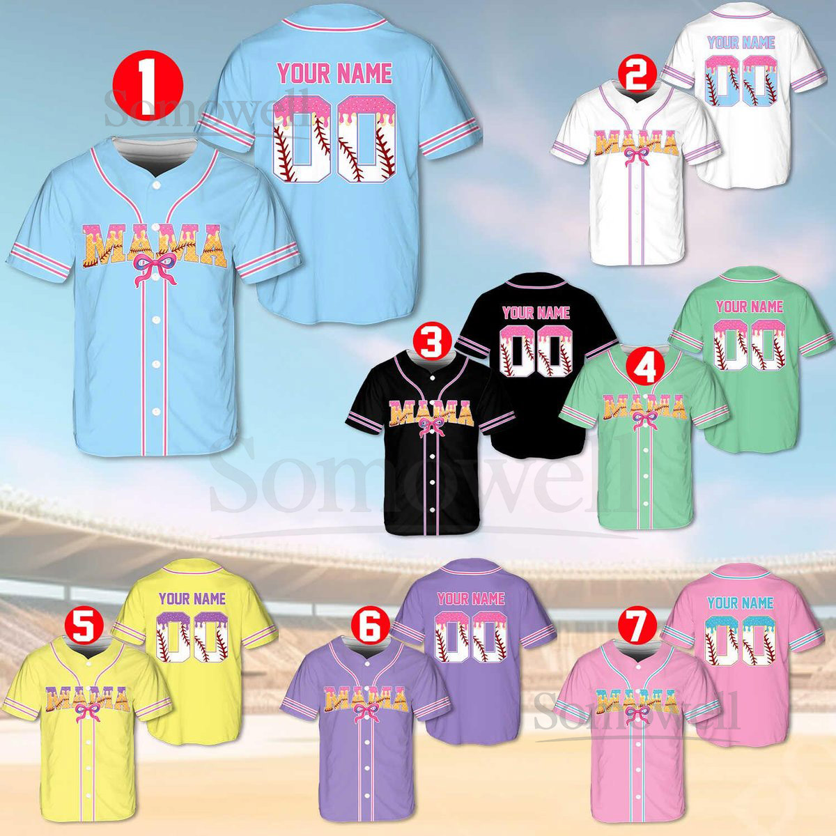 Personalized Cheer Mom Baseball Jersey Custom Cheer Bow Mama Baseball Jersey Shirt Baseball Jersey Uniform Mother Day Gifts_054