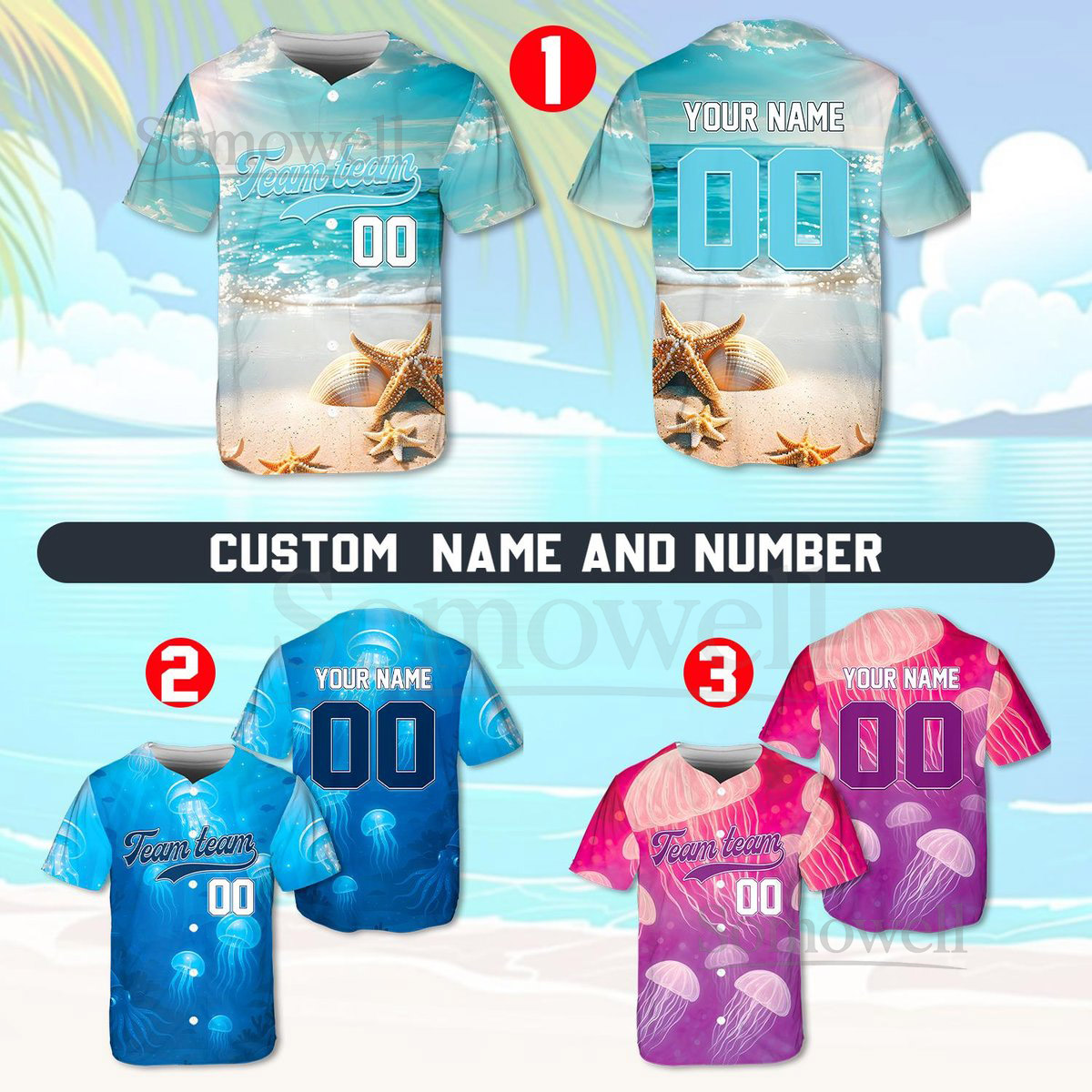 Custom Beach Baseball Jersey Shirt Personalized Team Name And Number Jersey Ocean Jersey For Baseball Lovers Perfect for Summer Parties_001