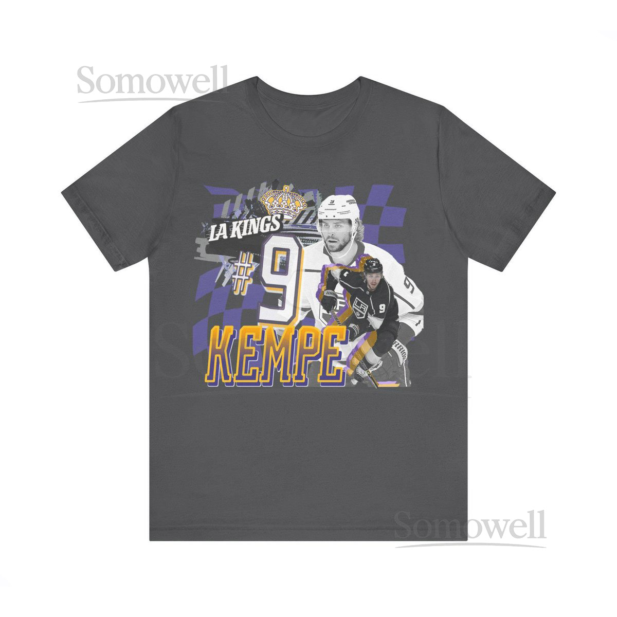 Adrian Kempe LA Kings Hockey Los Angeles Kings Vintage 90s Style Gretzky Era Forum Blue Old School Logo Oversized T-Shirt_10