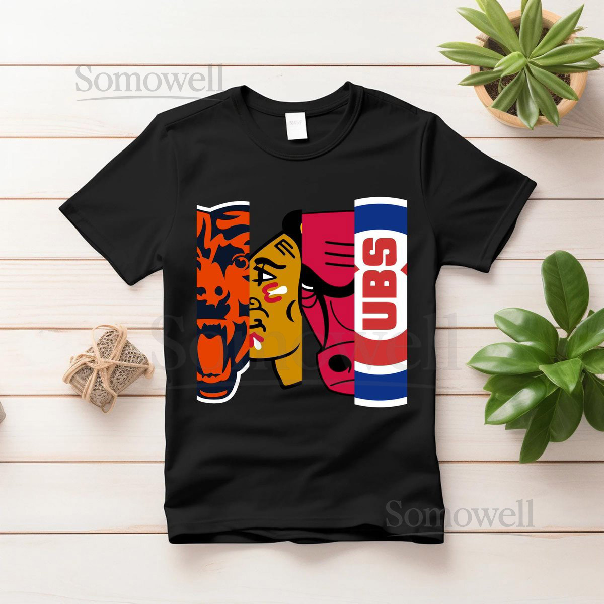 Chicago Teams Graphic Shirt Bears Blackhawks Bulls White Sox Cubs_476