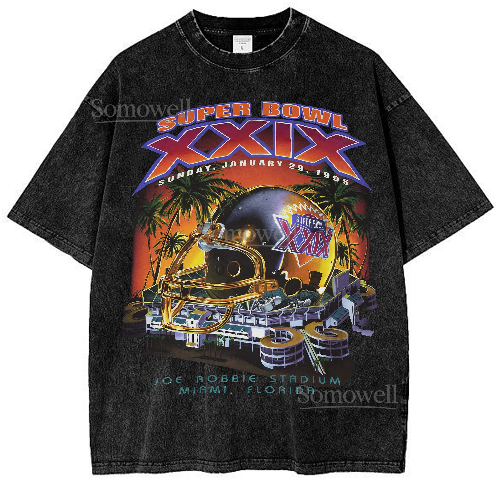 Super Bowl XXIX T-Shirt, 1995 Miami Graphic ,hoodie sweatshirt vintage, Retro Super Bowl Football Print Shirt for Fans