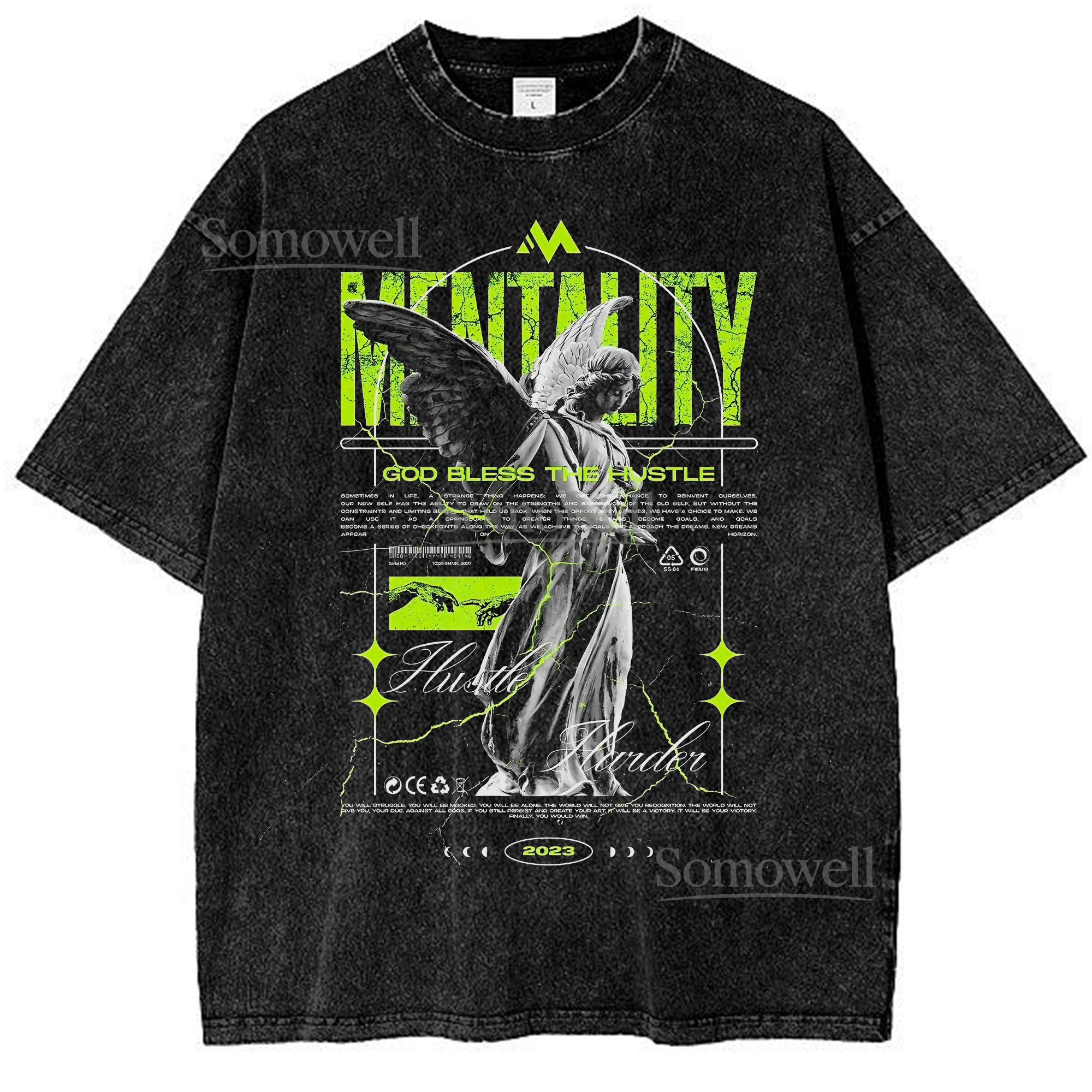 Mentality Hustler T-Shirt, Angel Graphic ,hoodie sweatshirt vintage, Motivational Print Shirt for Fans, Gift for Hustle and Ambition Enthusiasts