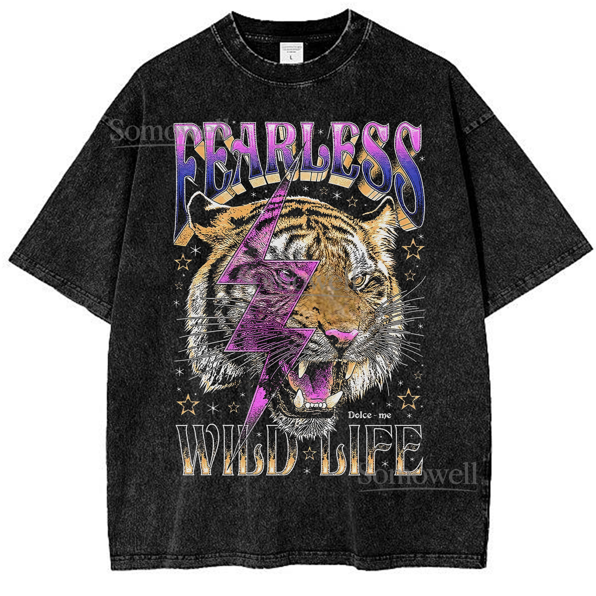 Fearless Tiger Wild Life Lightning Graphic ,hoodie sweatshirt vintage