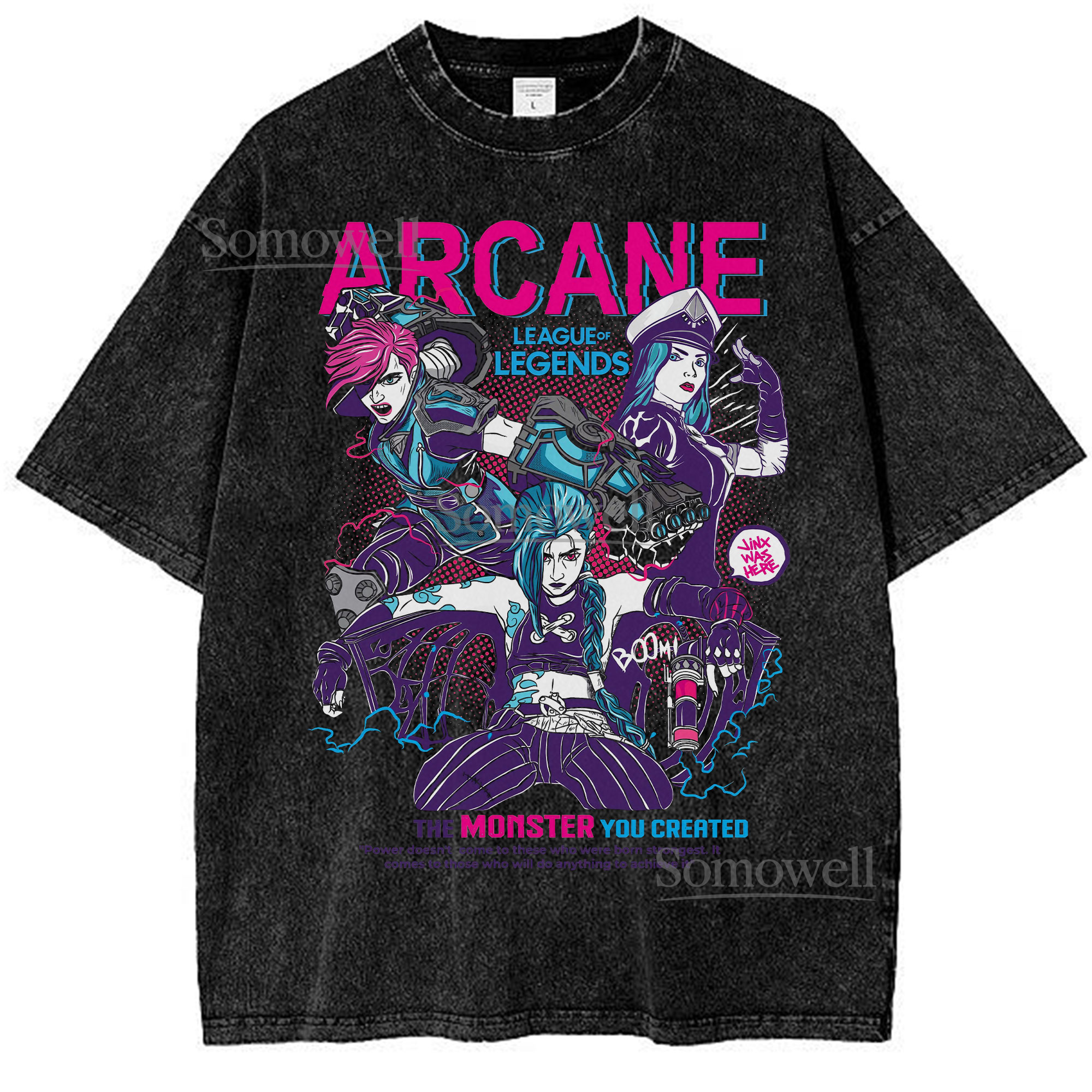 Arcane League of Legends Jinx Vi Animated Graphic ,hoodie sweatshirt vintage