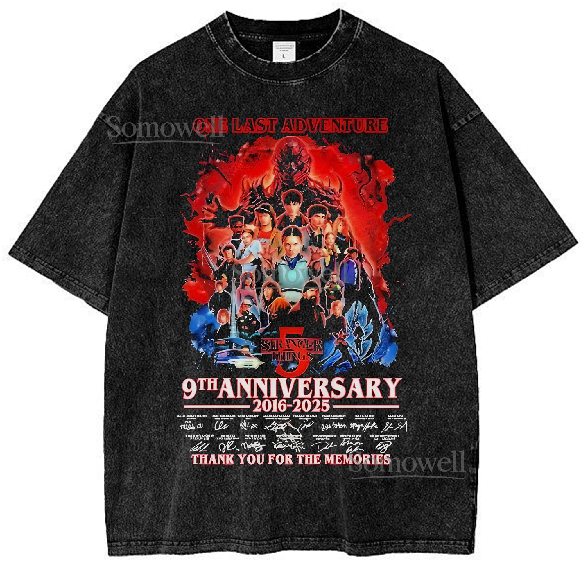 Stranger Things 9th Anniversary T-Shirt, Retro Cast Reunion Graphic ,hoodie sweatshirt vintage, Vintage Stranger Things Poster Shirt for Fans