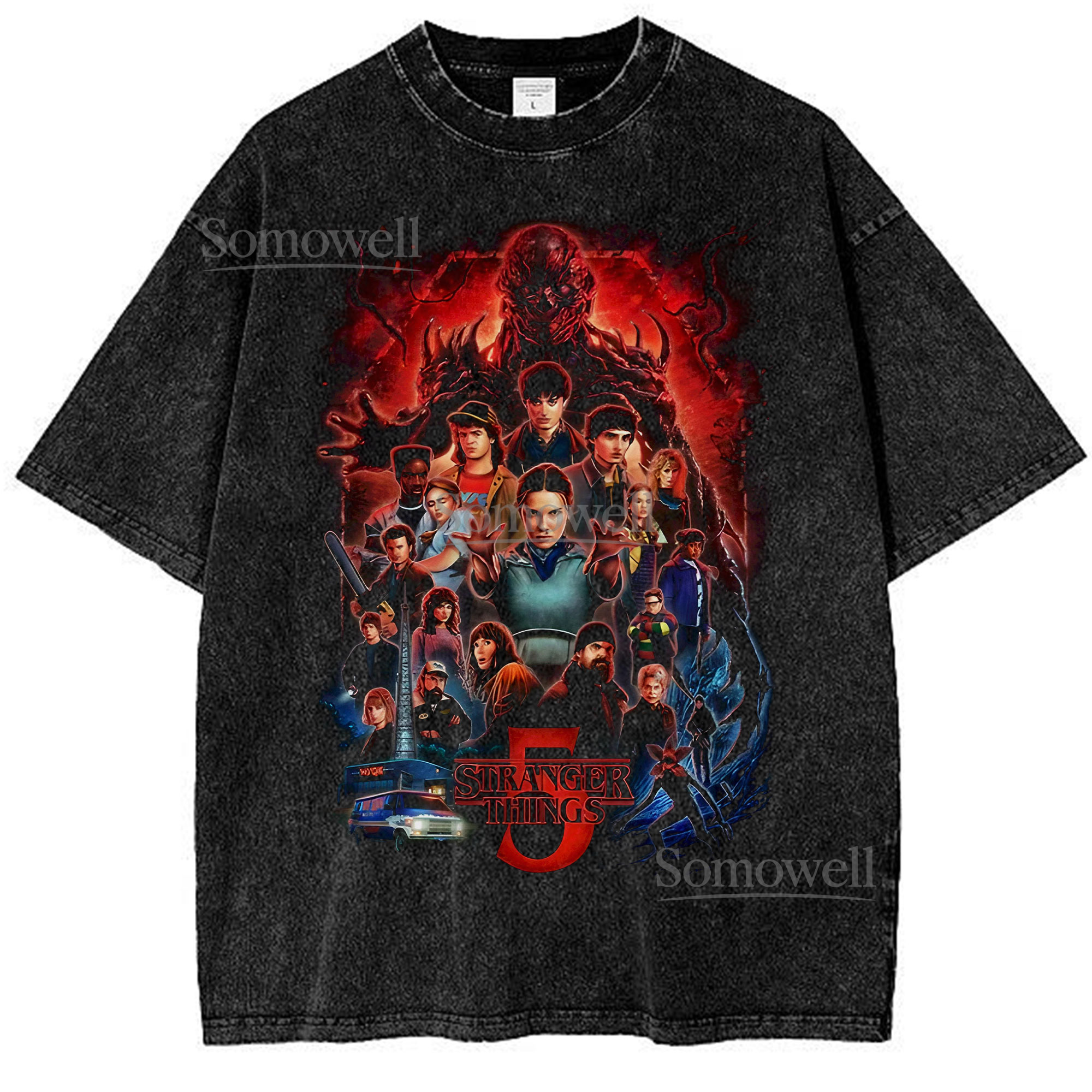 Stranger Things Season 5 T-Shirt, Vintage Stranger Things Cast Graphic ,hoodie sweatshirt vintage, Retro Hawkins Poster Shirt for Fans