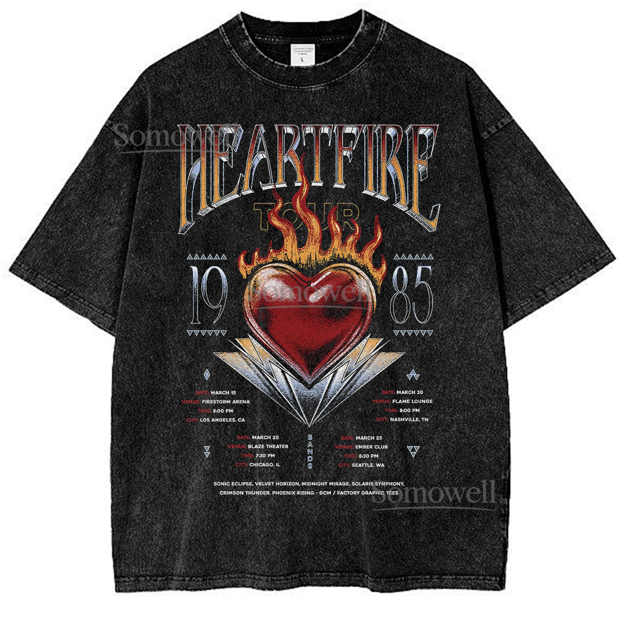 Heartfire Tour 1985 Rock Concert Band Graphic ,hoodie sweatshirt vintage
