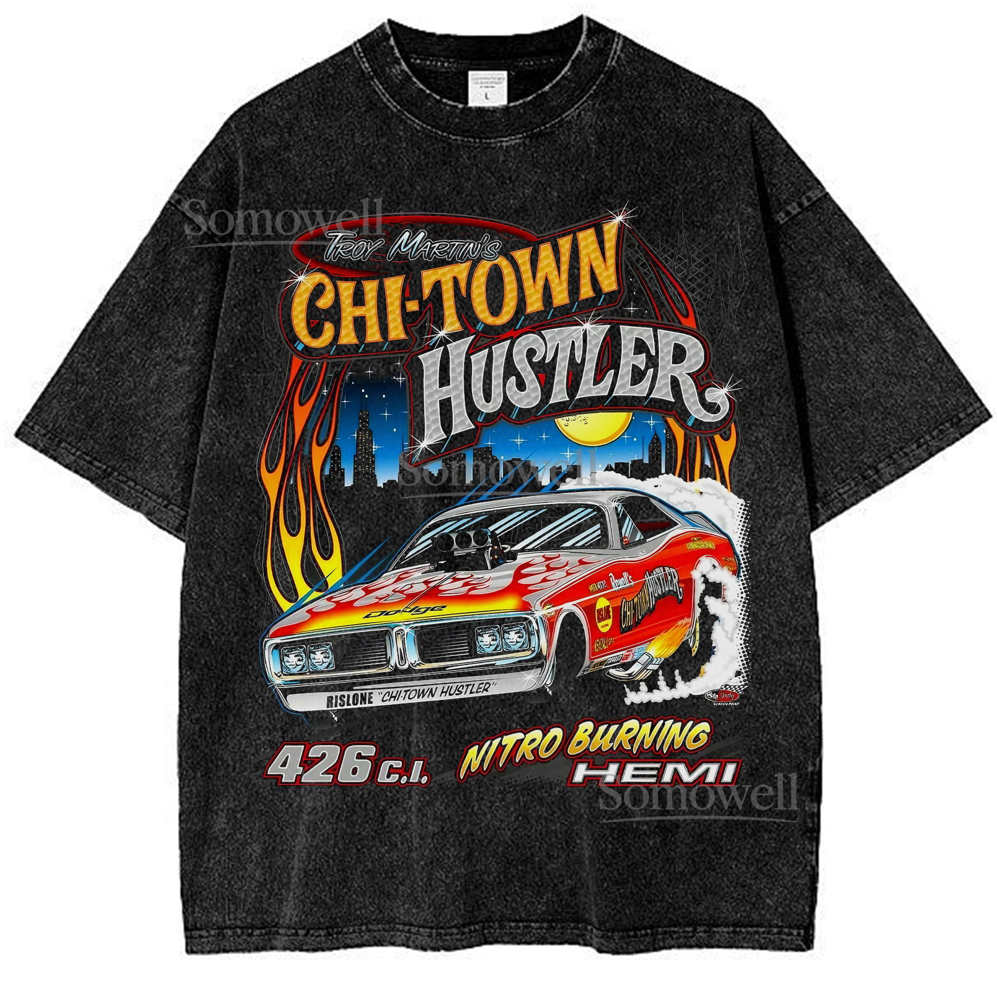 Chi Town Hustler Muscle Car Racing Graphic ,hoodie sweatshirt vintage