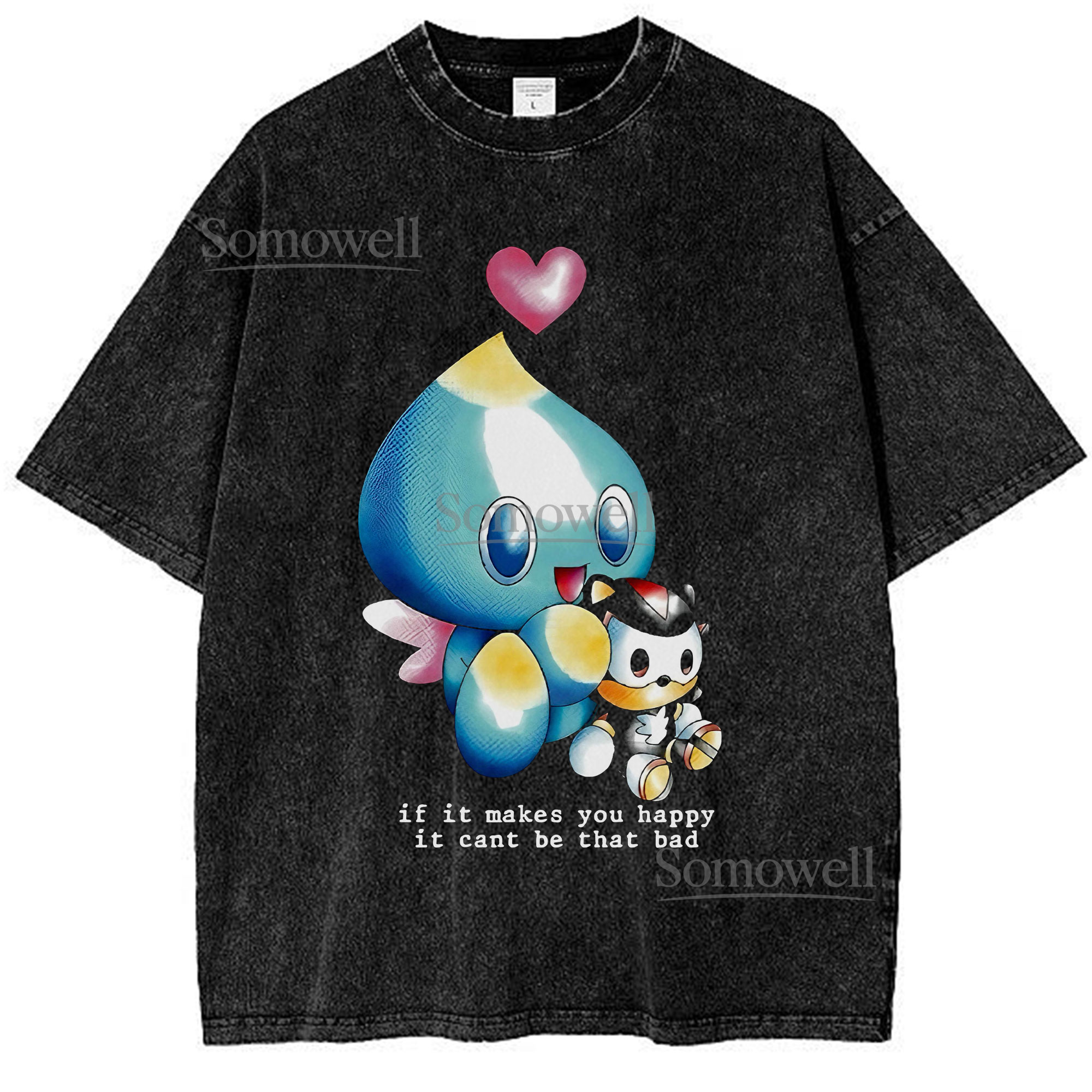 Chao Hugging Plush Cute Heart If It Makes You Happy Graphic ,hoodie sweatshirt t shirt vintage Sonic Adventure T Shirt