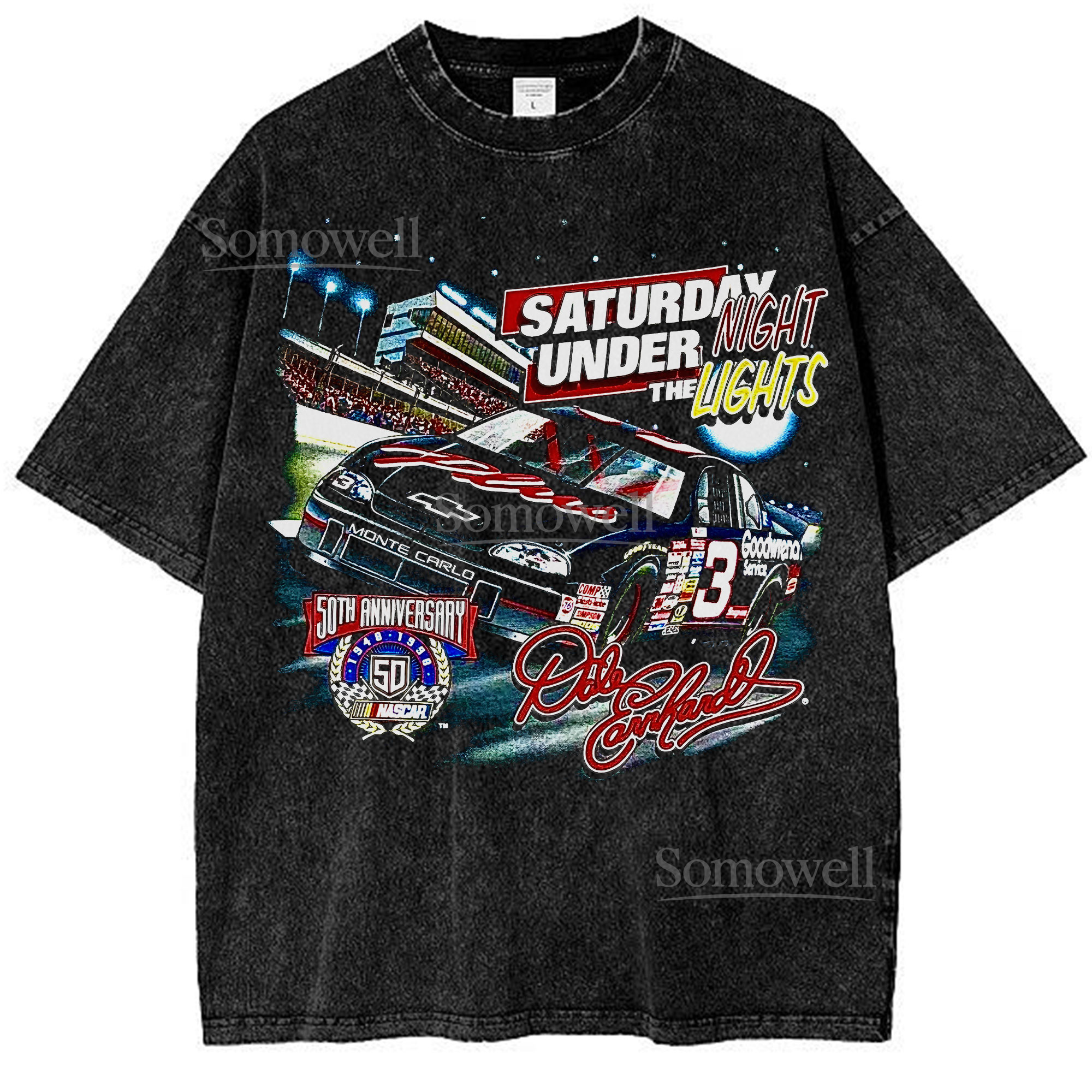 Saturday Night Under The Lights Racing T-Shirt, NASCAR Monte Carlo Graphic ,hoodie sweatshirt vintage, 50th Anniversary Car Print Shirt for Fans