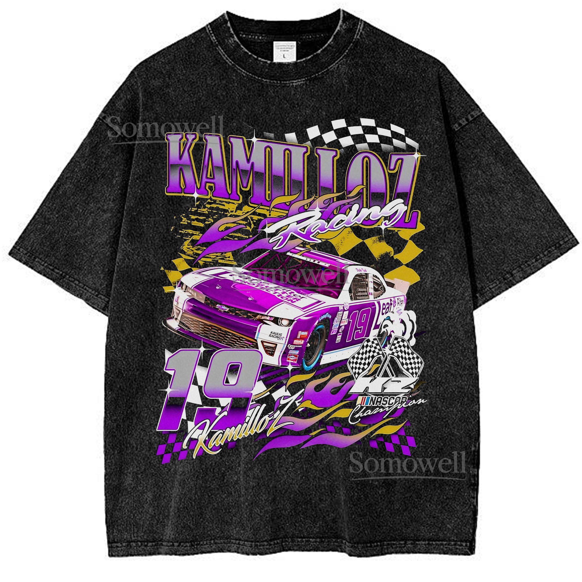 Kamil Loz Racing T-Shirt, NASCAR 19 Graphic ,hoodie sweatshirt vintage, Racing Car Print Shirt for Fans, Gift for Racing Enthusiasts