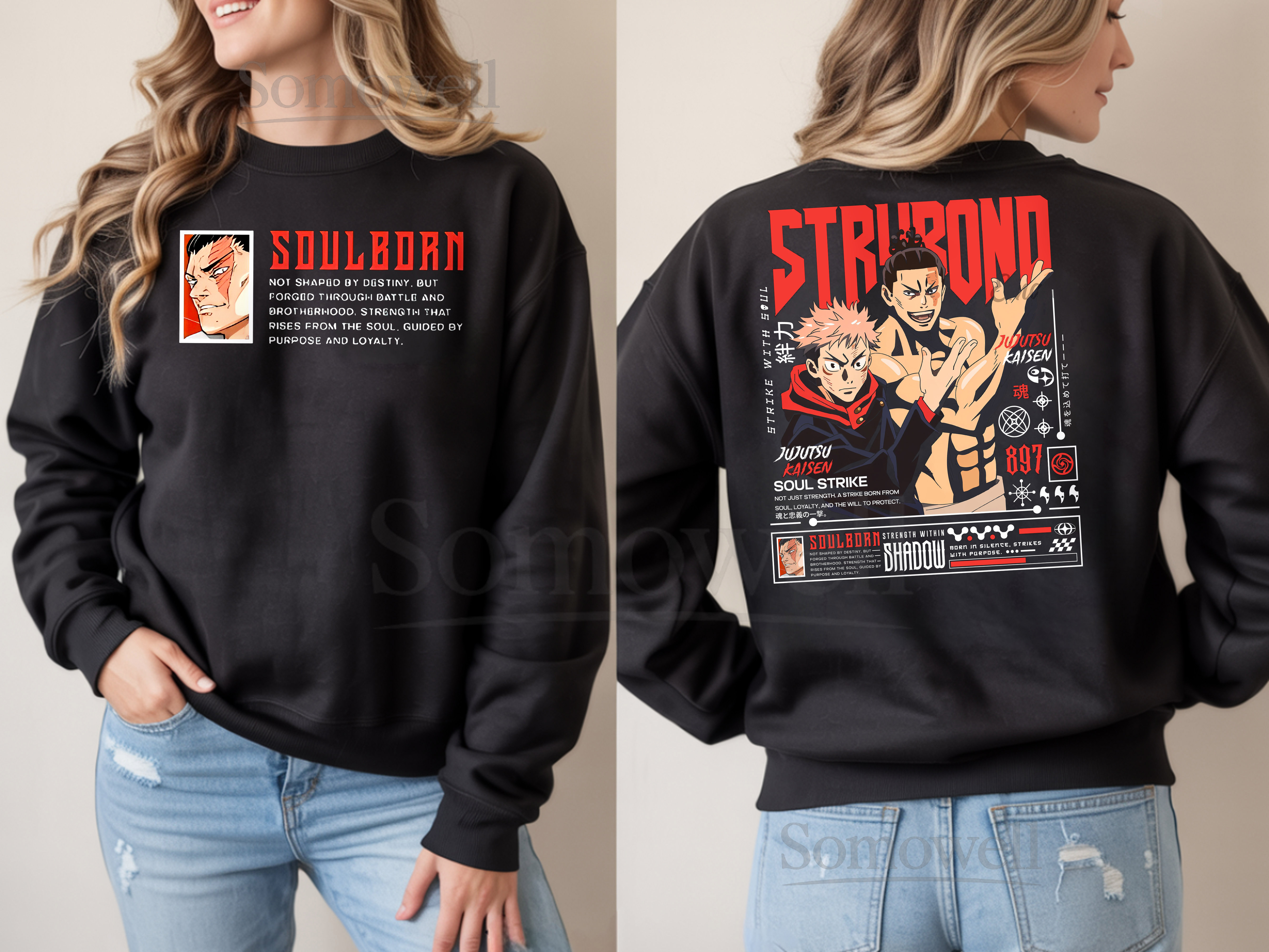 Yuji Itadori Todo Aoi Soulbond Jujutsu Kaisen Anime Black Sweatshirt