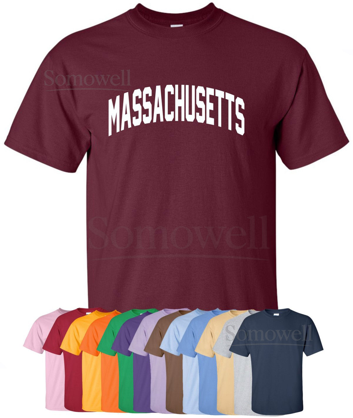 New quotMassachusettsquot T-Shirt Choose From Over 30 Shirt Colors 15 Print Colors Available in Sizes S-4XL 6.0 oz 100 Cotton_480