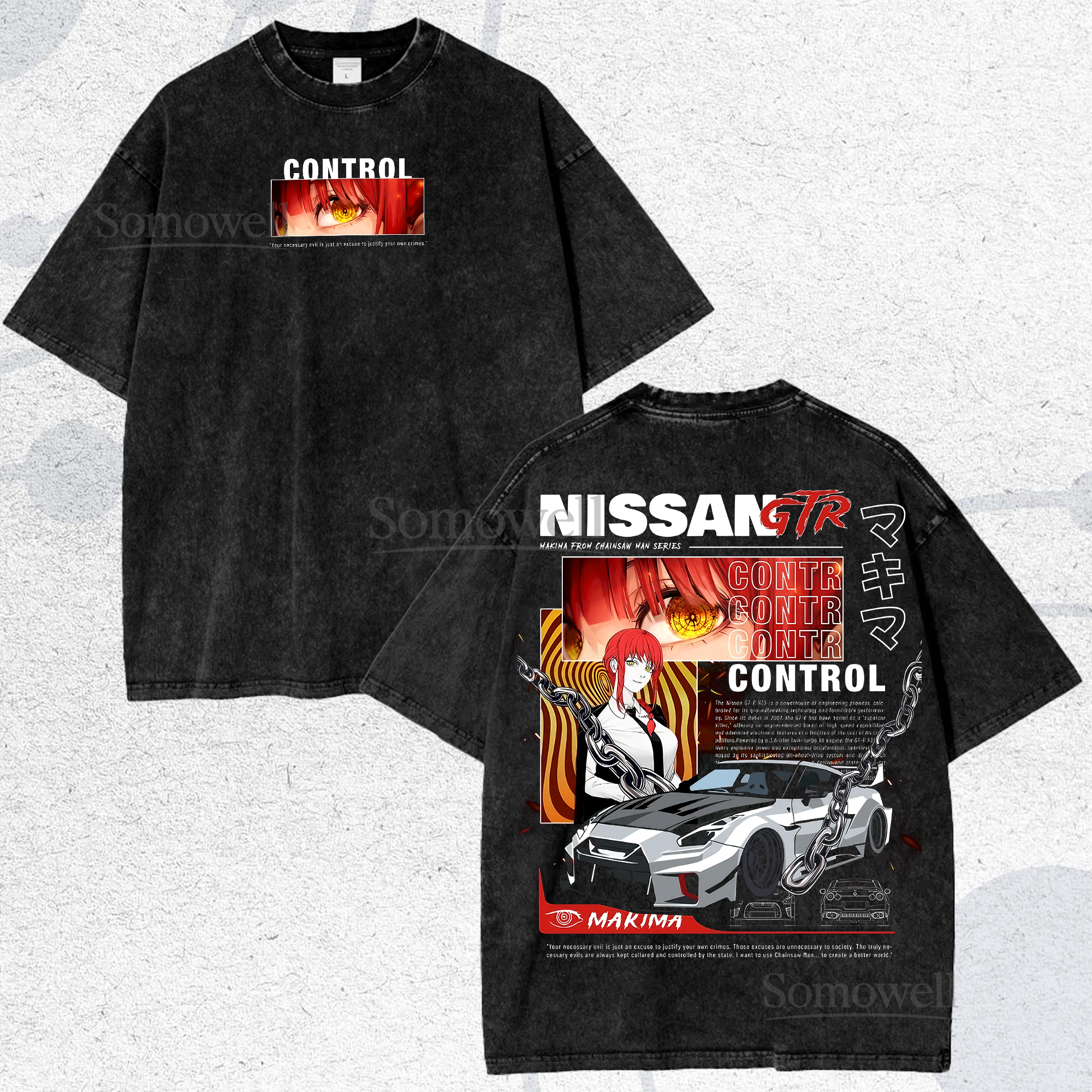 Anime Eyes Nissan GTR Makima Chainsaw Man Graphic ,hoodie sweatshirt t shirt vintage Japanese Car T Shirt