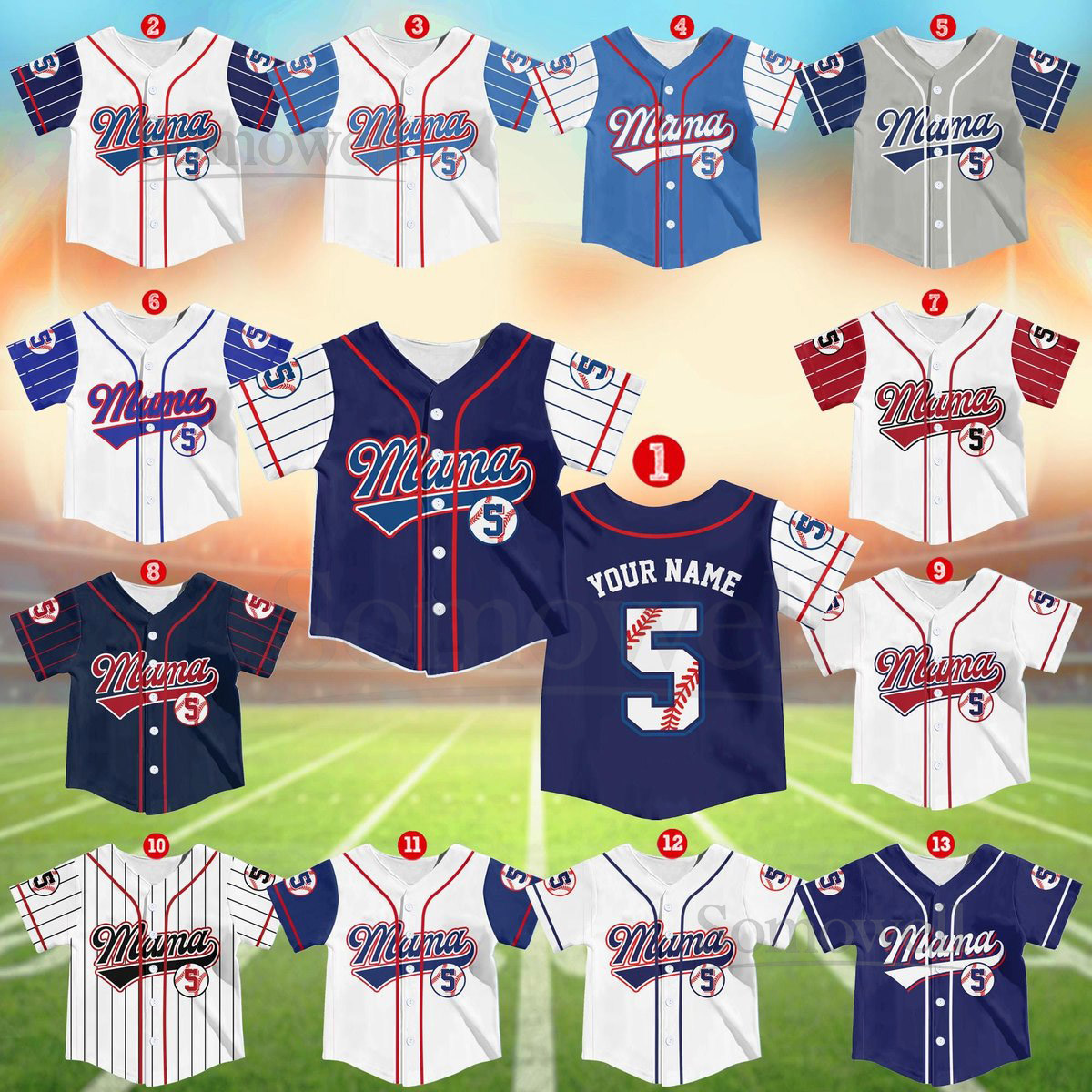 Personalized Mama Baseball Jersey with Name and Number Custom Baseball Shirt for Adult Kid Youth Jersey for Baseball Mom and Baseball Fans_208