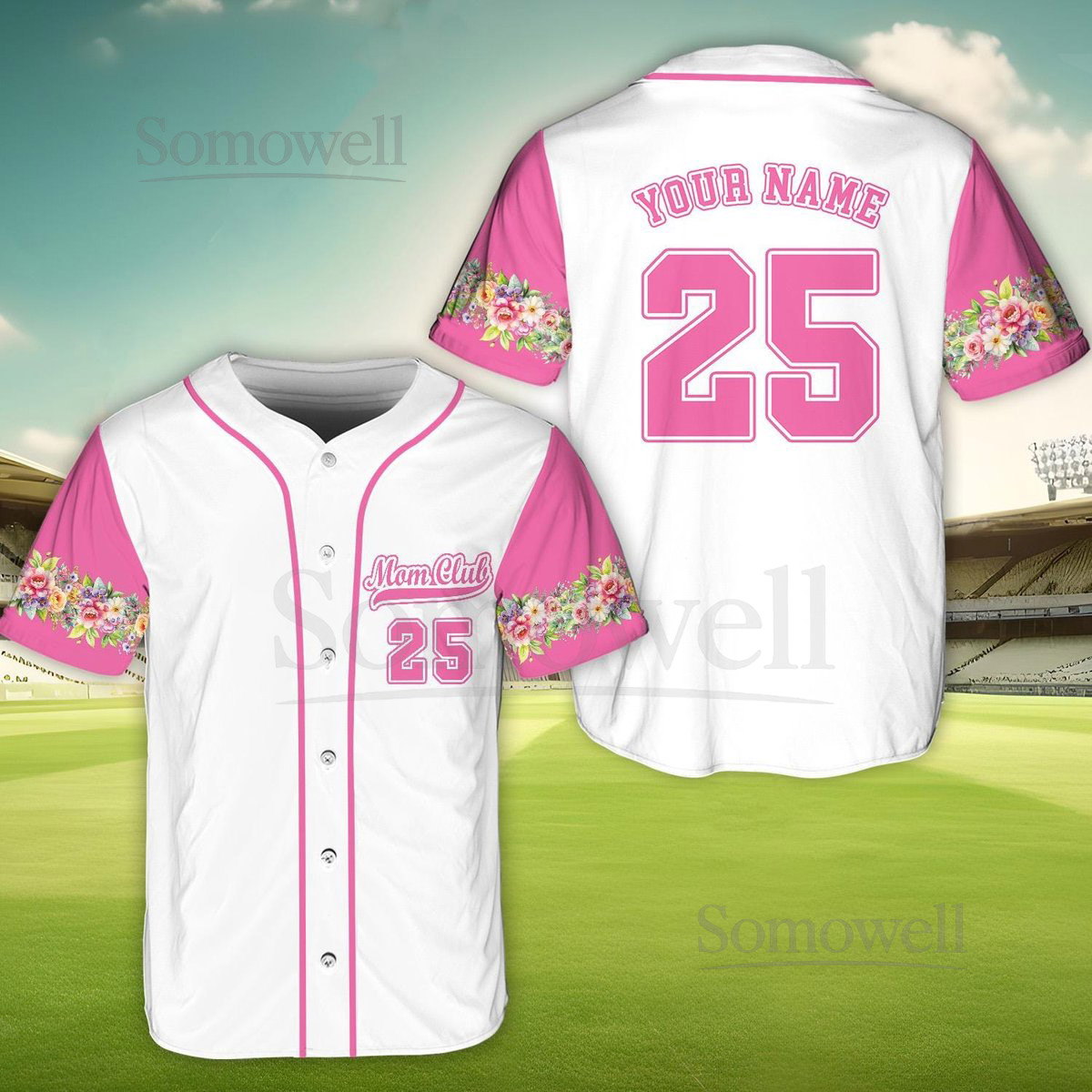 Custom Mom Club Baseball Jersey Shirt Personalized Name and Number Baseball Jersey for Women Mother39s Day Floral Sports Shirt_008
