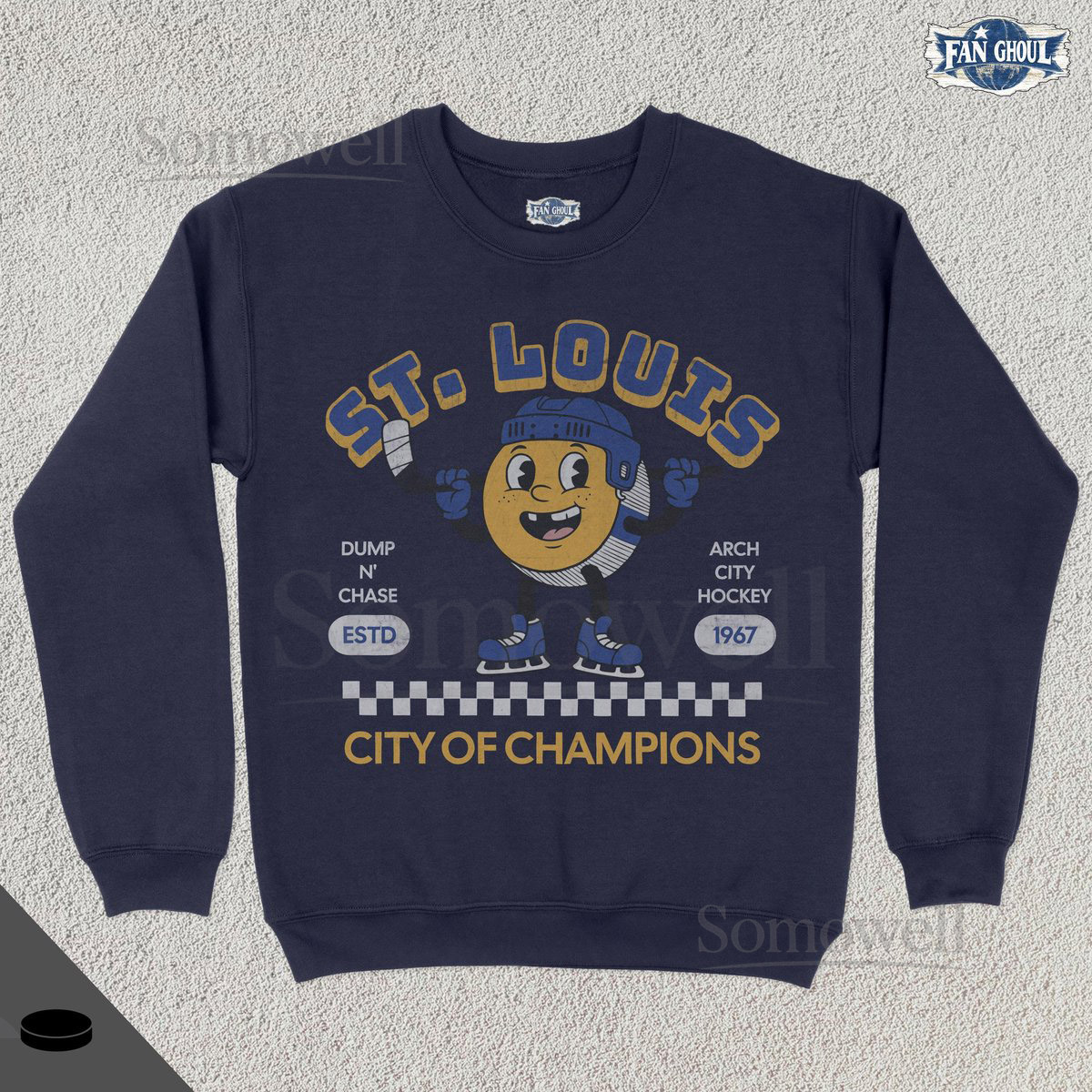 Retro Champs St Louis Hockey Sweatshirt Vintage 70s Mascot Crewneck Champions Sweater Hockey Fan Gift Stanley Cup Playoffs Blue_421