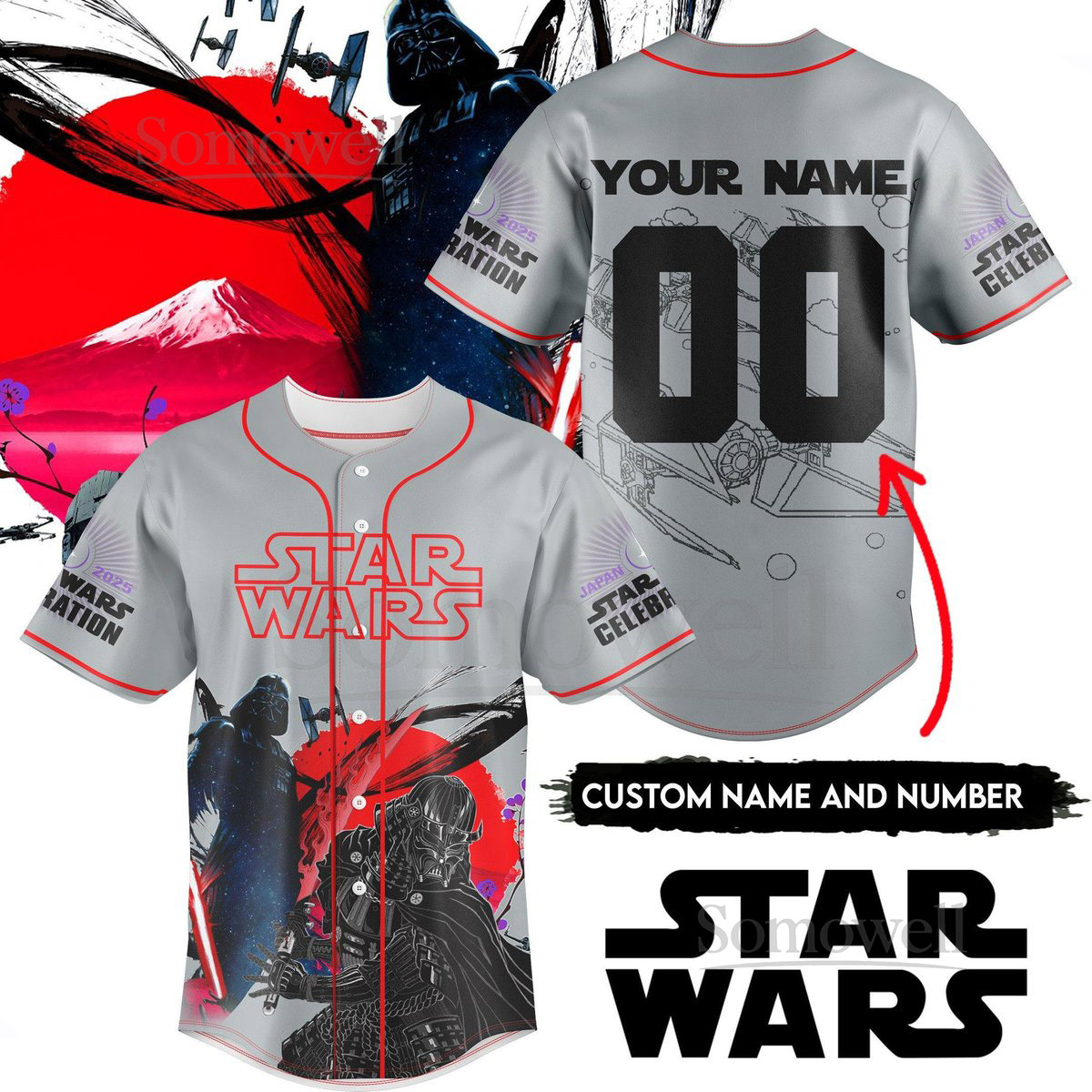 Custom Darth Vader Baseball Jersey Japan 2025 Star Wars Celebration Shirt Anakin Skywalker Shirt Galaxy's Edge Shirt Star Wars Day_6