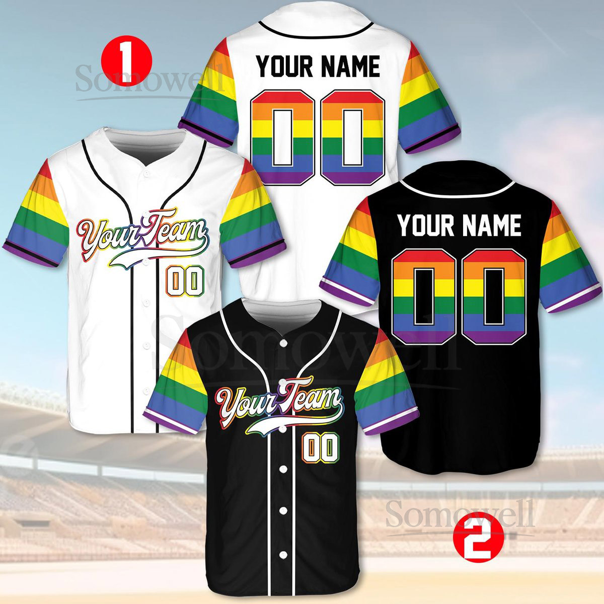 Personalized LGBTQ Team Name And Number Baseball Jersey Custom LGBT Pride Month Baseball Jersey Shirt Rainbow Baseball Jersey_207